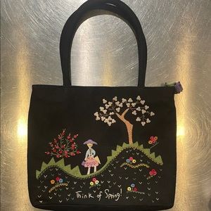Lulu Guiness rare “Think of Spring” felt tote. Great condition!